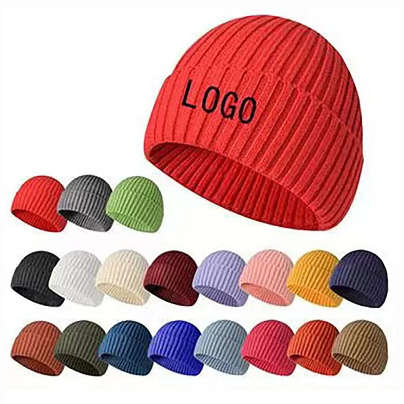 

1Pc Custom Embroidery Winter Hats for Women Men Hip Hop Skullies Beanies Knitted Solid Cute Warmer Wool Hat for Lady Female