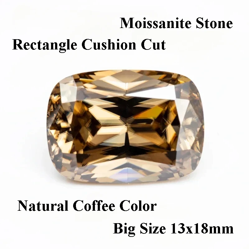 

Moissanite Stone Rectangle Cushion Cut Natural Coffee Color Big Size for Diy Charms Jewelry Loose with GRA Certificate