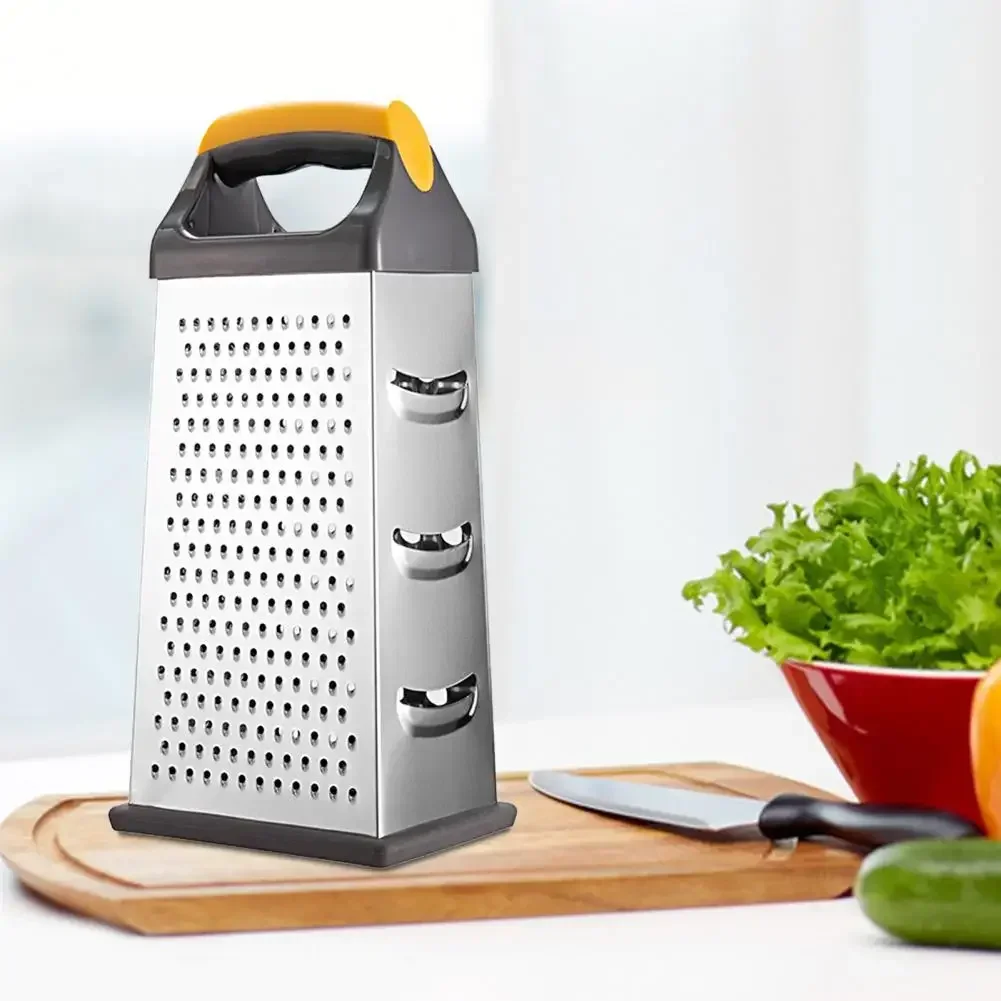 4-Sided Boxed Grater  Sturdy Vegetable Peeling Tool  Silver Color Multi-face Grater