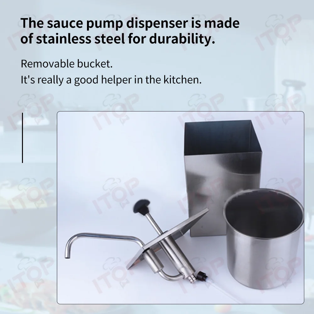 3.6L Sauce Pump Sauce Dispenser Commercial Kitchen Stainless Steel Sauce Dispenser Pump Station for Ketchup, Black Pepper Sauce