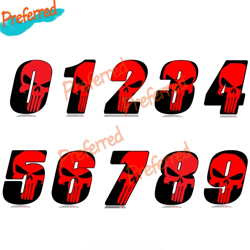 

High Quality Funny Racing Number Skull Decal Motocross Racing Laptop Helmet Trunk Wall Vinyl Car Sticker Die Cutting