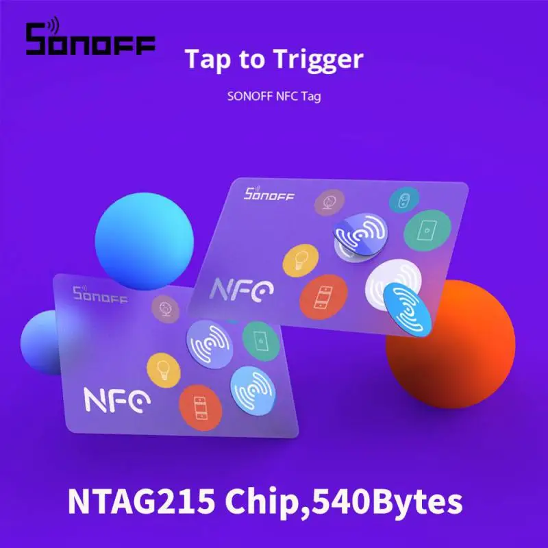 SONOFF NFC Tag 215 Chip 540 Bytes Smart Tags Automation Shortcuts Tap To Trigger Smart Scene Compatible With NFC-enabled Phones