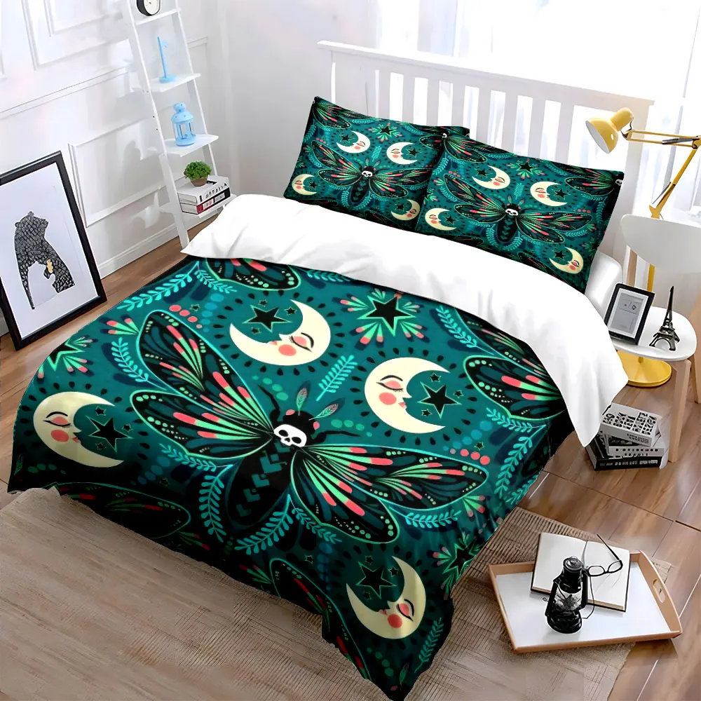 Mystic Butterfly Moon Decor Set Multiple sizes kid's and adults' bedroom Exquisite 3PC bedding set, gift