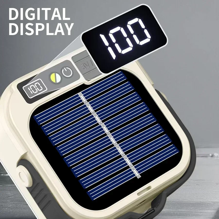 Solar Camping Lights 12 Modes Type C Rechargeable Lamp Outdoor Hanging Light Portable Fill Lantern Work Maintenance Lighting