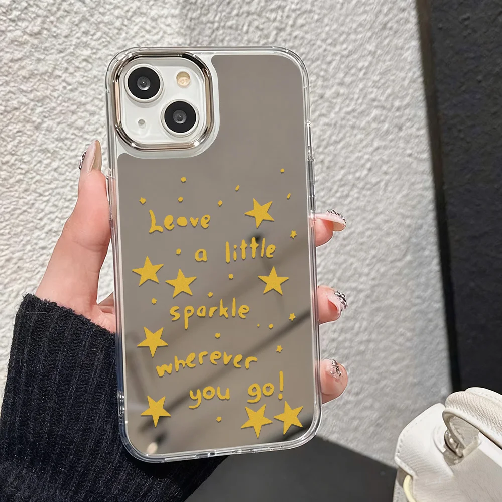 Fashion Stars Phone Case For iPhone 16 Pro Max Case iPhone 17 13 11 12 14 15 Pro Max X XS XR Make Up Mirror Shockproof Cover