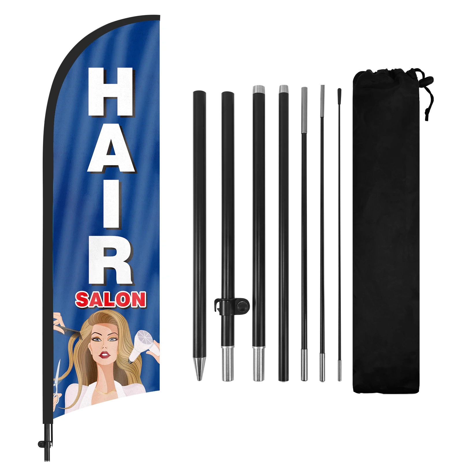 FSFLAG 1PCS 280CM The Hair Salon Feather Flag with Flagpole Advertising Outdoor Banner Decoration for Businesse and Storefront