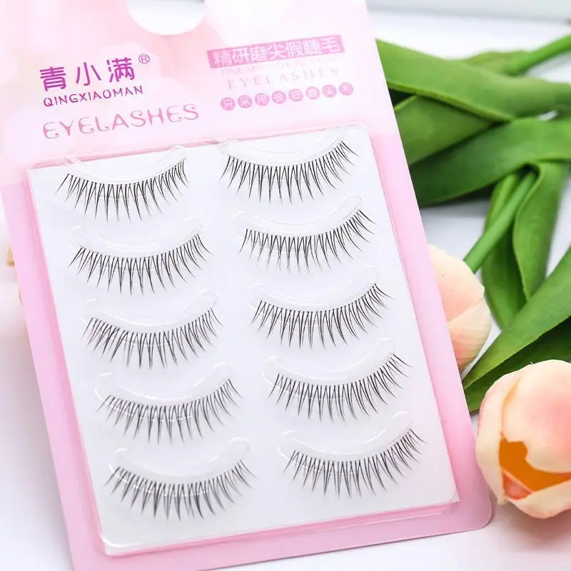 Qing Xiaoman Girl Group V-Shaped Natural Airy Fairy Manga Transparent Stem Beginner Korean Style False Eyelashes