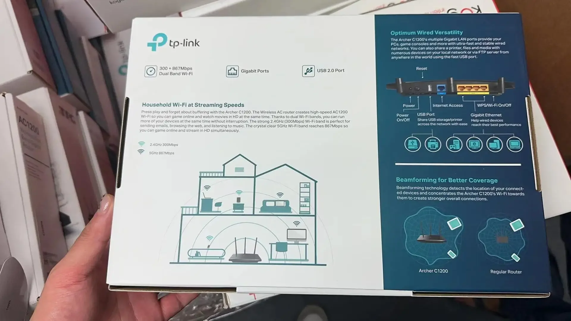 New TP-LINK Archer C1200 Wireless Dual-Band Gigabit Router Supported Frequency2.4G/5G Wireless Network with 3 High Gain Antennas