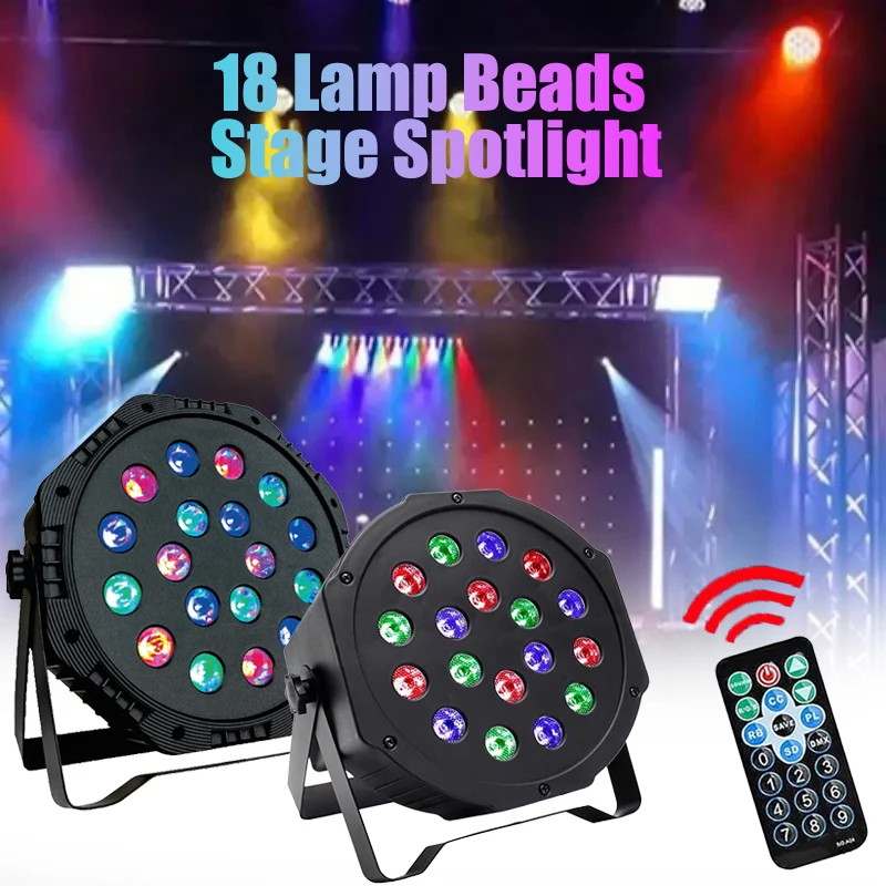 

RGB 18LED Stage Par Light DMX512 Remote Control 7 Modes Disco Party Light for DJ Wedding Club Concert Bar Lighting Decoration