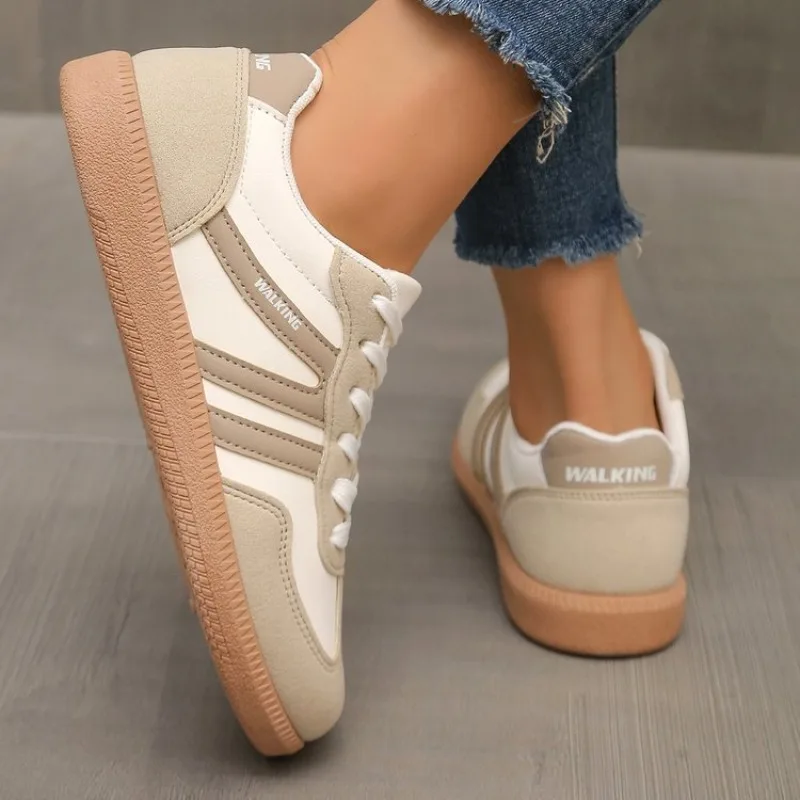 TOPHQWS 2026 2026 Trend Women Sports Shoes Casual Sneakers Retro German Training Shoes High Quality PU Leather Female Flats