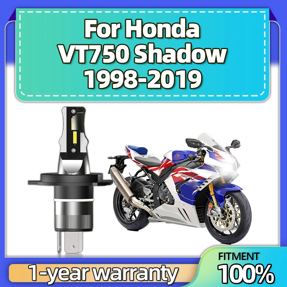 Lámpara blanca superbrillante para motocicleta, faro H4 para Honda VT750 Shadow 1998, 1999, 2000, 2001-2019, 1 piezas, 15000LM, 6000K