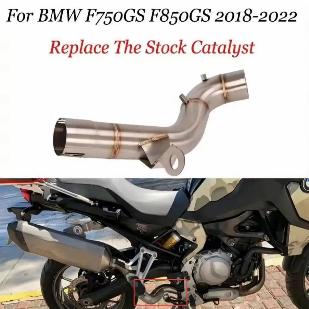For BMW Motorrad F750GS F850 Stainless Steel Mid-Section Modified De-Backpressure Muffler Exhaust Pipe for Enhanced Performance