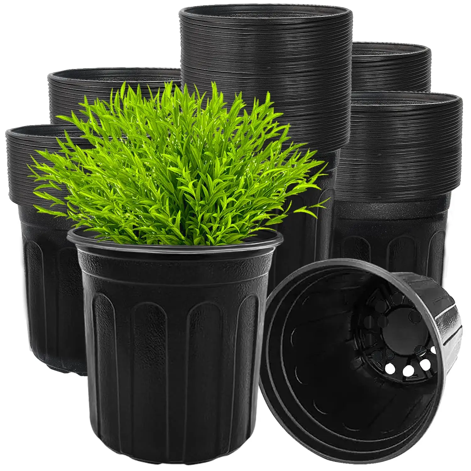 

100 Pcs 1 Gallon Flexible Nursery Pots for Plants,Soft Plastic Seed Starting Pots with Hole,Flower Plant Container for S