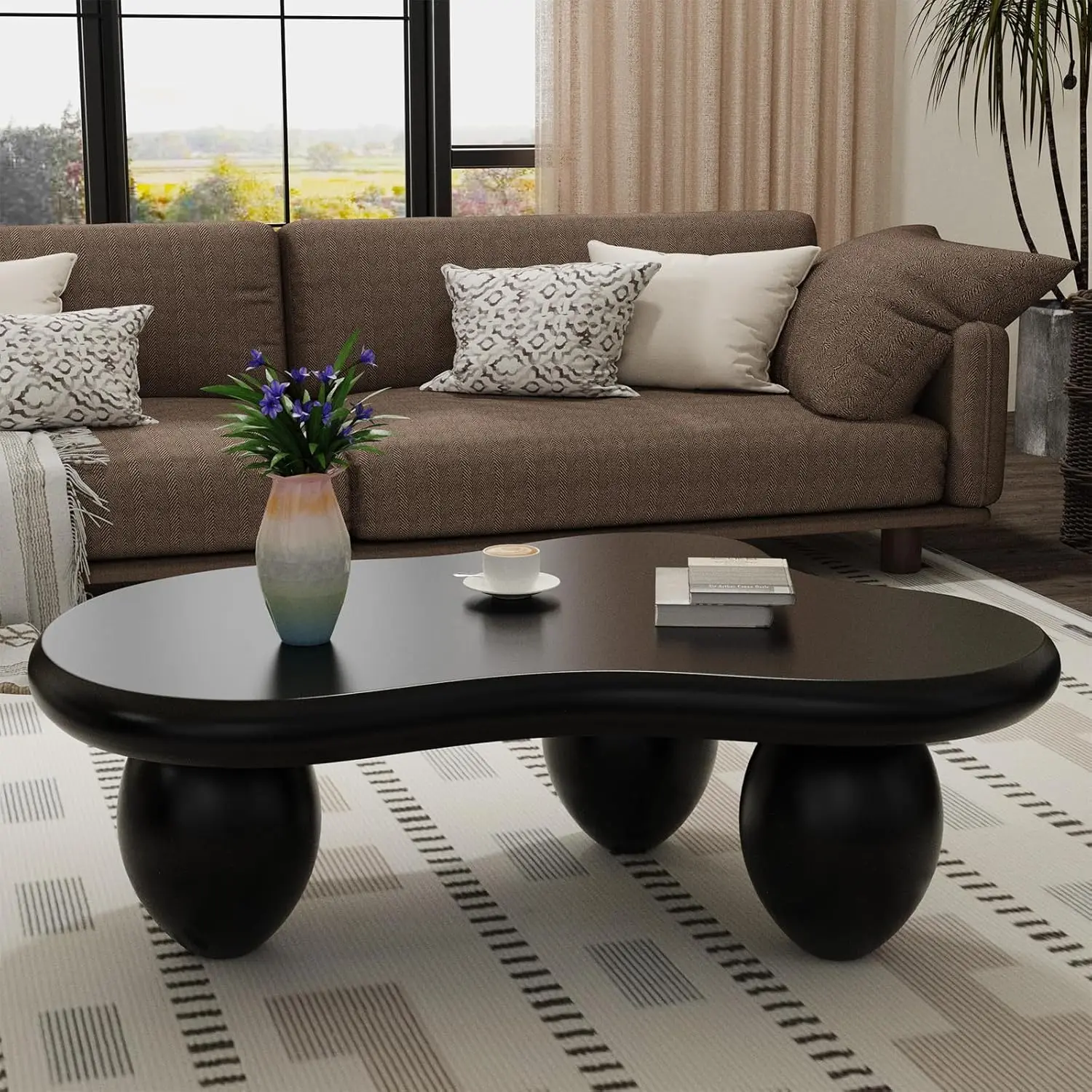

Cloud Shape Coffee Table Cute Irregular Center Table 3 Ball Legs Living Room Bedroom 47in Customized