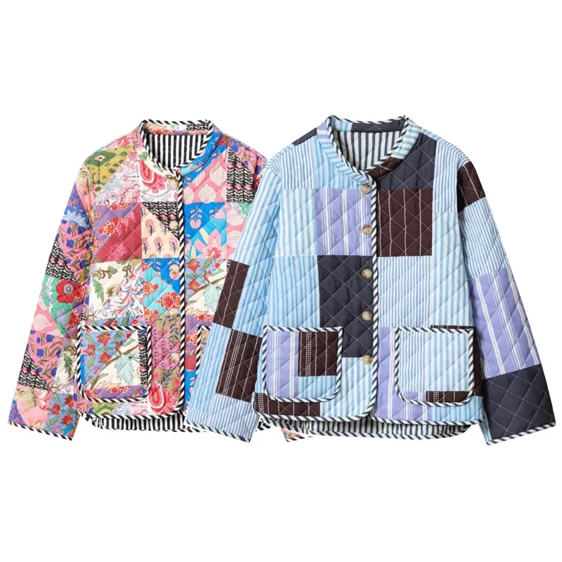 

Faionable Loose Long Sve Cotton Jaet Women's Autumn Winter New Arrival Print Outerwear Versatile Ele Design