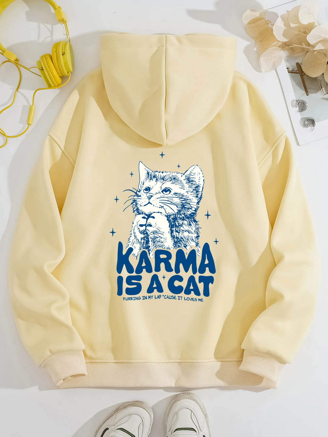 Gatinho neko gato bonito impressão outono inverno moletom com capuz feminino manga longa pulôver casual solto ao ar livre camisola moletom