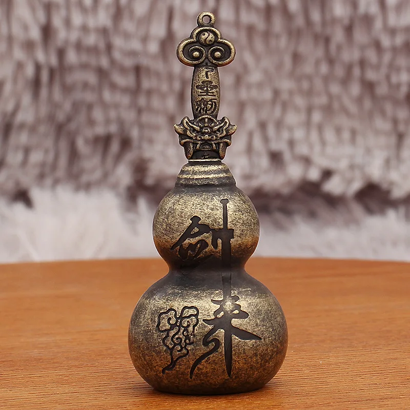 Brass Sword with Gourd Vintage Color Tai Chi Seven-Star Sword Entrance TV Cabinet Office Desktop Decoration Metal Ornament