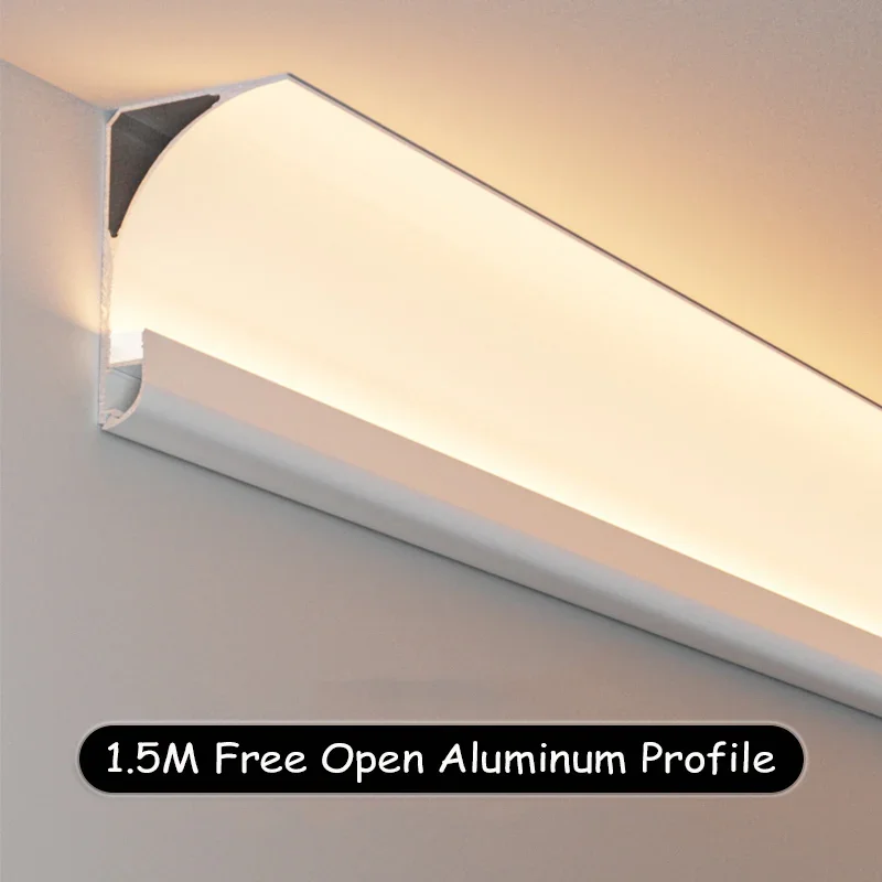 

1.5M Luminous Gypsum Line Free Ceiling Linear Lamp Internal Corner Bar Strip Lights Wall Washing Reflector Aluminum Profile