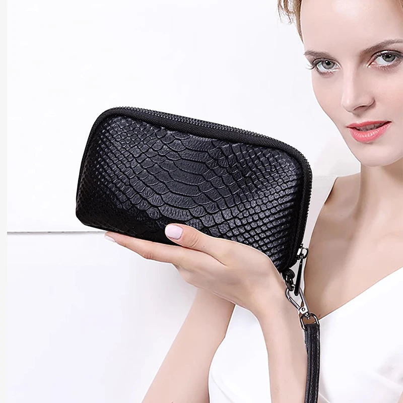 Women's Cowhide Genuine Leather Bag Lady Fashion Coin Purse Female Clutches Black Bags Ladies Luxury Designer Mobile Phone Bag