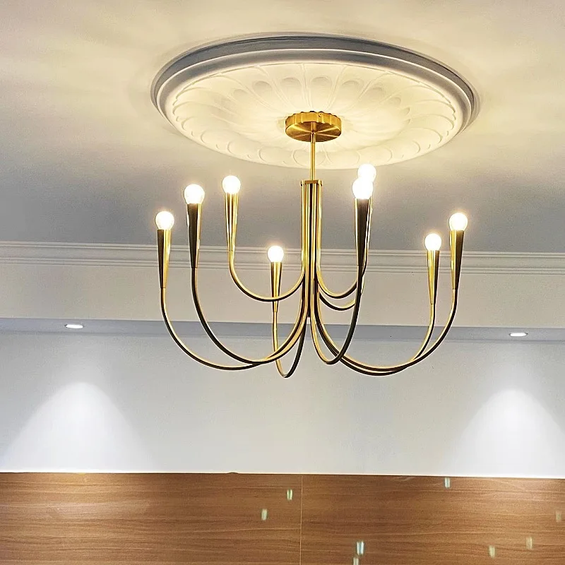 

Nordic Vintage LED Gold Pendant Light Hanging Chandelier for Living Room Bedroom Home Decor Medieval Style Ceiling Lighting
