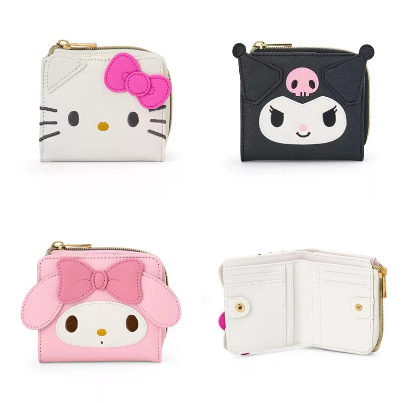 

Sanrio Hello Kitty Wallet Kawaii My Melody Kuromi Coin Purse Casual Fashion PU Leather Cute Folding Light Card Bag