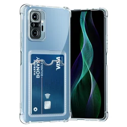 Card Bag Holder Clear Phone Case On For Xiaomi Redmi Note 10 Pro 10S 11 11s 12 12s 13c Note 13 Pro 5G Cover