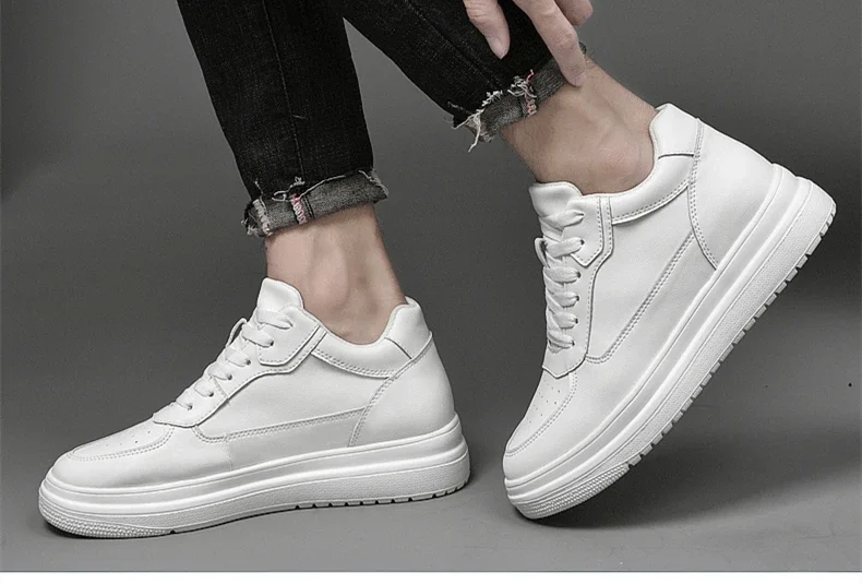 Lift Turnschuhe Mann Aufzug Schuhe Höhe Erhöhen Einlegesohle 8 cm Weiß Schwarz Größere Schuhe Männer Freizeit Mode Sport Plus größe 36-44 – Detail 15