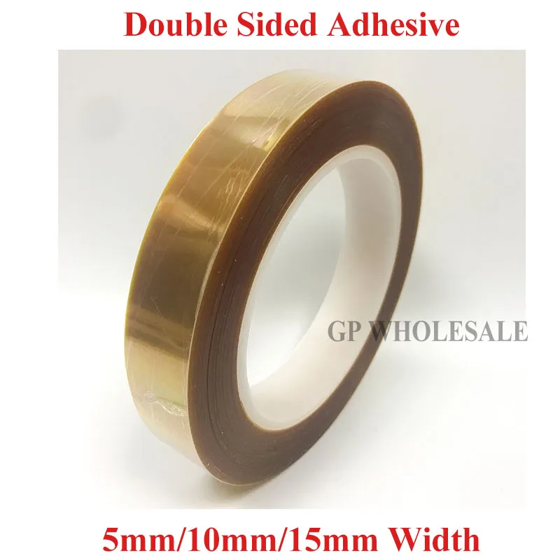 Promotion 3pcs/lot 5mm/10mm/15mm Brown Double Faced Glue High Temperature Polyimide Double-sided Adhesive Tape