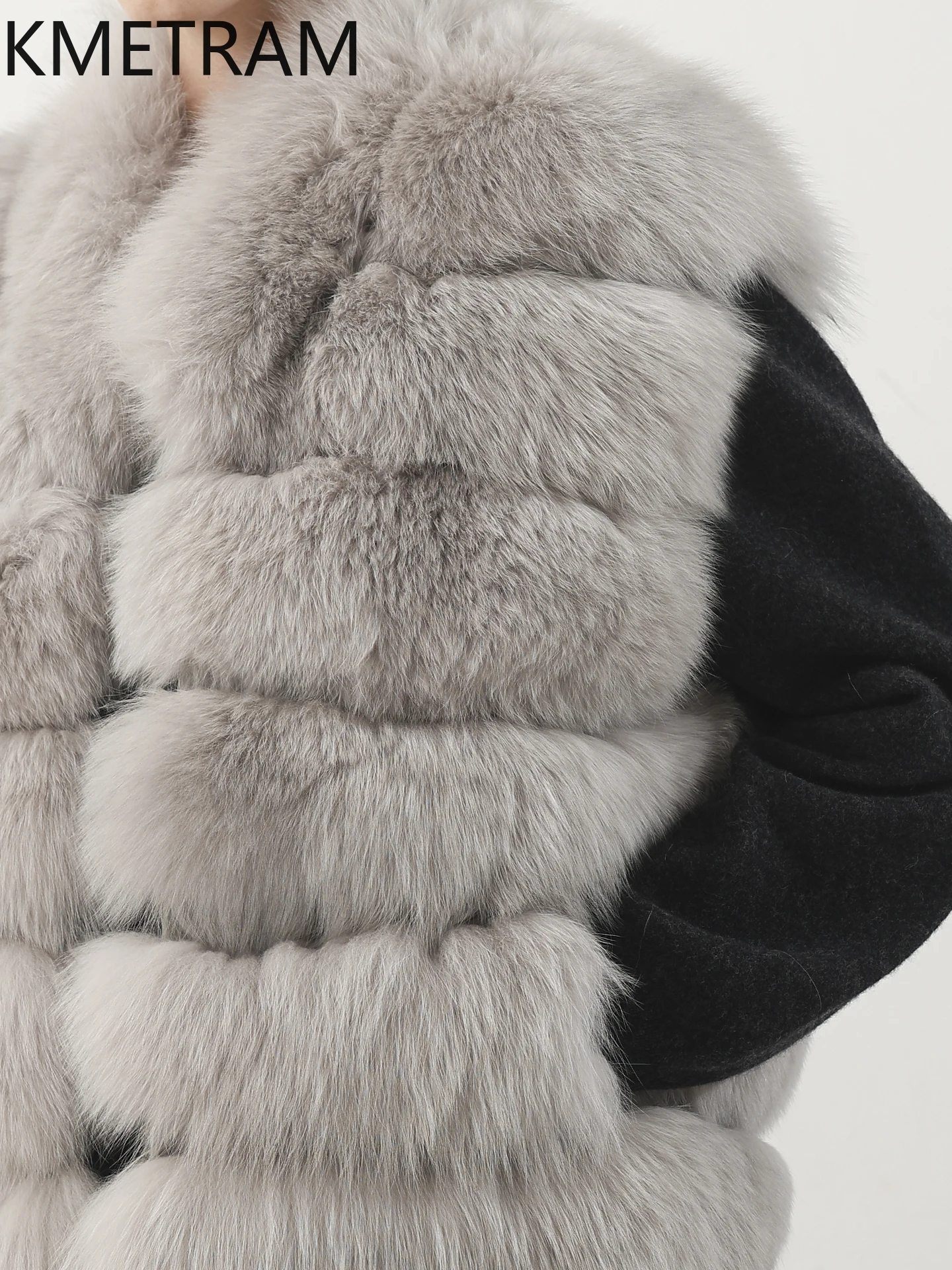 KMETRAM 100% Natural Fox Fur Vest Slimming Soft Mid-Length Women's Fur Jacket 2025 Autumn -Winter Clothing fourrures femmes