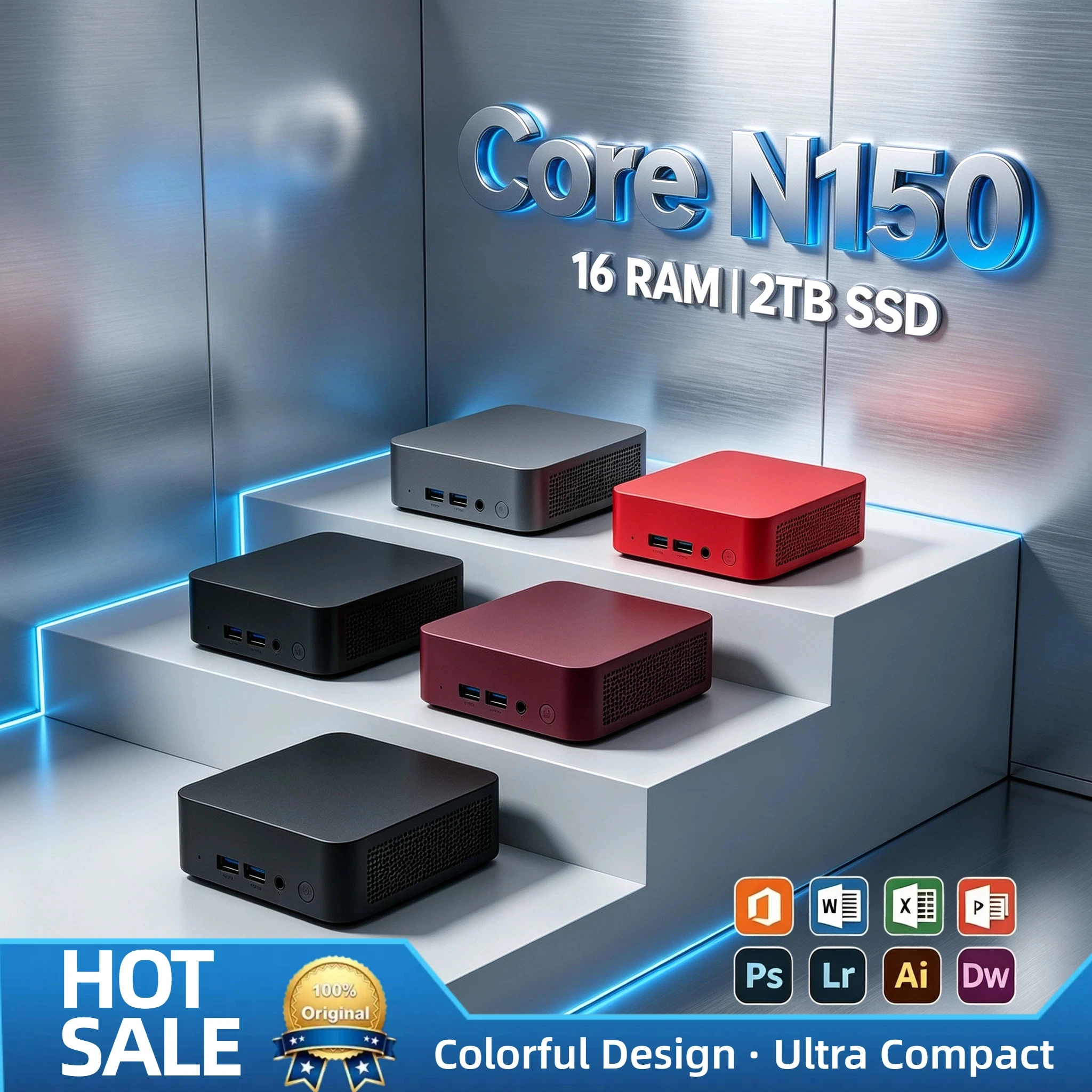 Intel N150 Low Power Mini PC 16GB DDR4 1TB 2TB M.2 NVMe SSD WiFi6 BT5.2 Desktop Computer Pro Max Plus