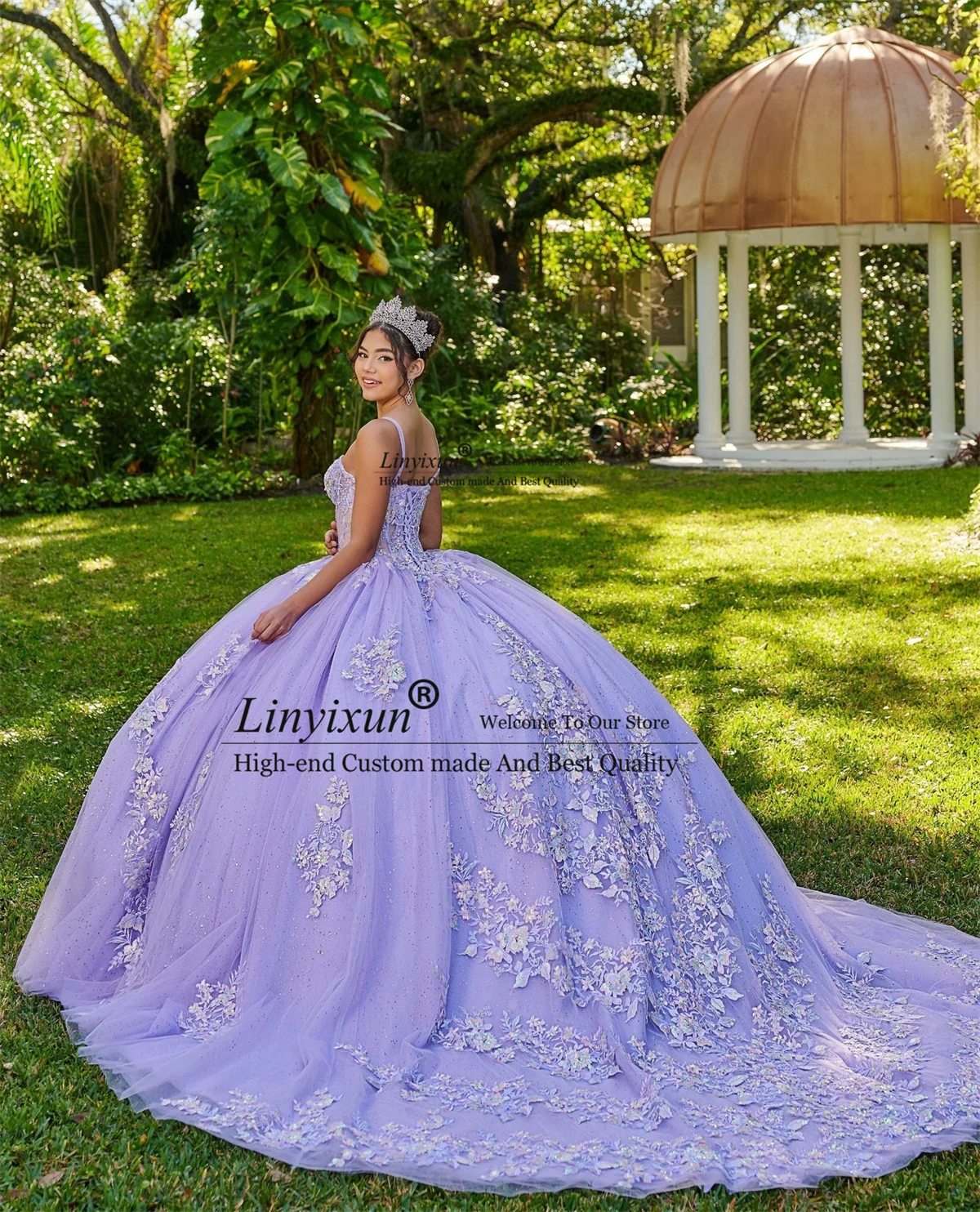 

Princess Ball Gown Quinceanera Dress With 3D Flower Appliques Lace Birthday Sweet 16 Gowns Mexican Lace Up Vestidos De 15 Años