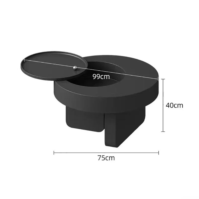 Small apartment coffee table living room household black light luxury round rotatable movable coffee table