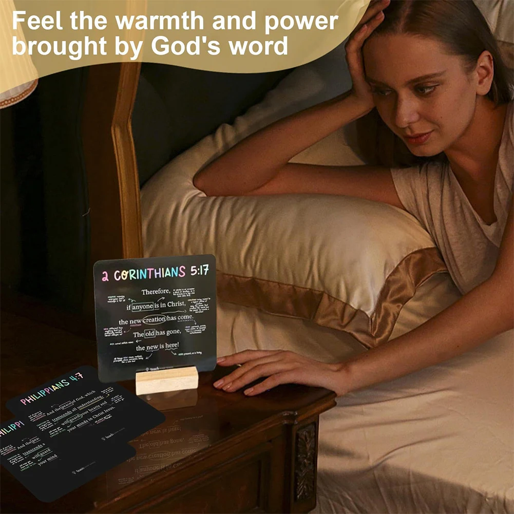 52 шт. карты с Писаниями, молитвенные карты с деревянной подставкой, христианские библейские стихи, декоративная карта с позитивным письмом для мужчин и женщин