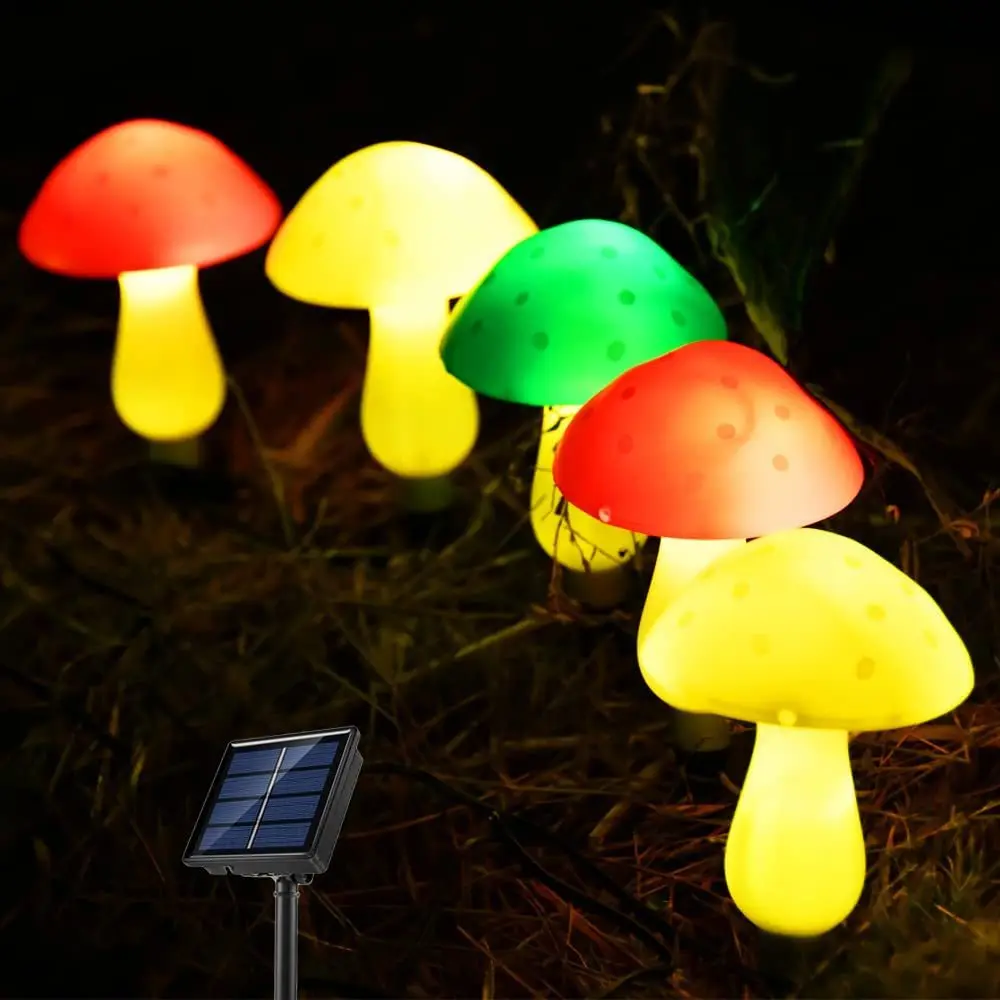 

Outdoor Solar Garden Lights LED Mushroom 8 Modes Waterproof Solar Powered Cute Fairy String Light for Yard Patio Outside Decor