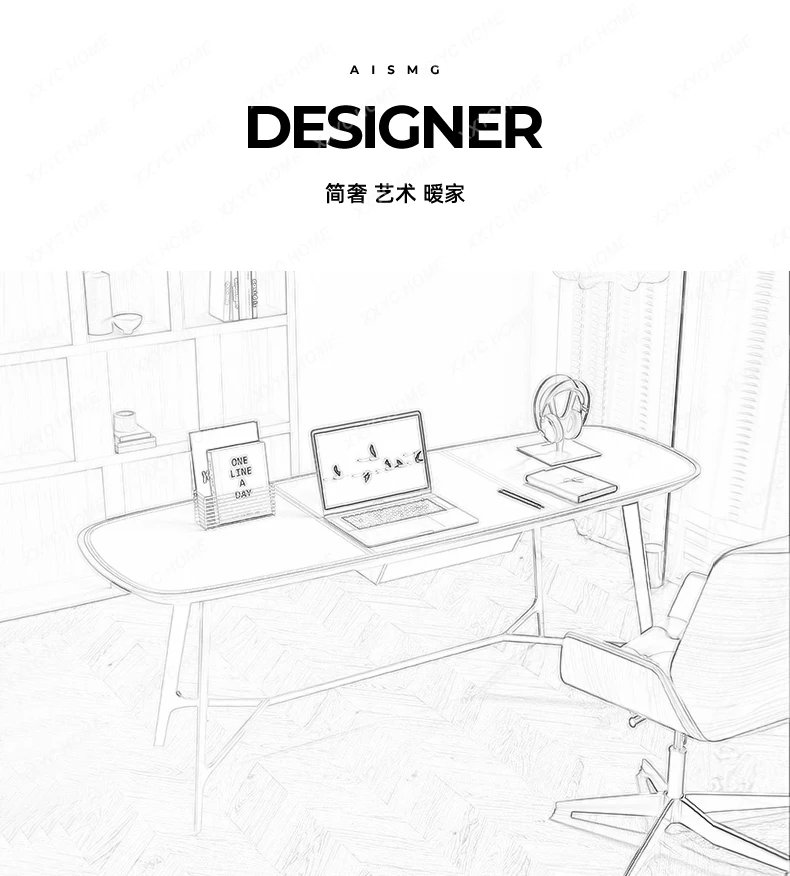 الرجعية كريم نمط الحديثة بسيطة الفولاذ المقاوم للصدأ السرج الجلود الراقية مكتب الكمبيوتر طاولة مكتبية #5