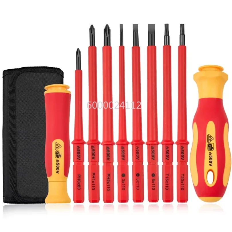 

10Pcs Interchangeable Blade VDE Insulated Screwdriver Set with Case Magnetic 500V Home and Professional Use Electricians Tools