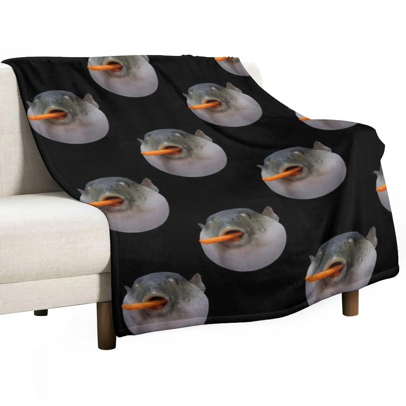 

Puffer fish Meme Throw Blanket Giant Sofa Flannel Comforter Blankets