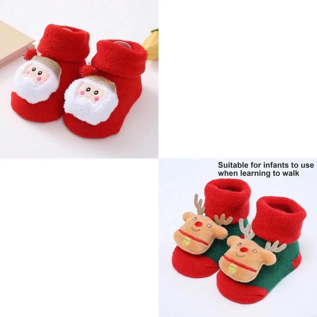 

Вязаные прогулочные носки для малышей с мягкой поддержкой Хлопковые носки с рождественским узором