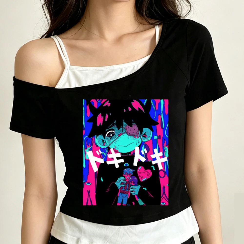 Omori cropped top ladies 2000s dollette y2k japan alternative  t-shirt scene  jojifuku emo graphic party