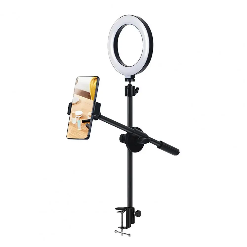 Metal Mobile Camera Holder Phone Stand With Fill Light Overhead Shot 360 Degrees Rotation Multi-angle Adjustment Dimming