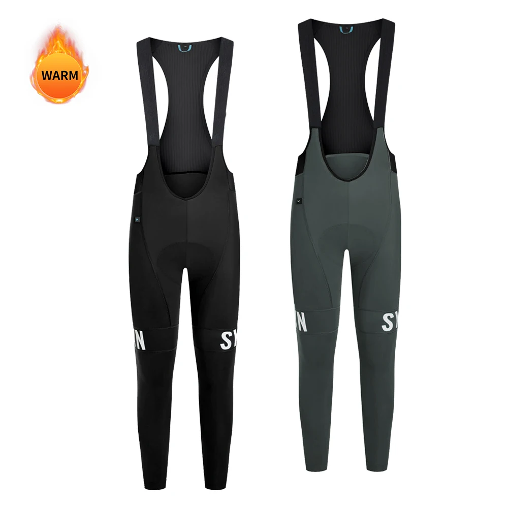 

Men Winter SYN Cycling Bib Pants Windproof Thermal Fleece Bicycle Long Pants 7 Hours Elastic Interface Warm Bike Tights 5℃-10℃