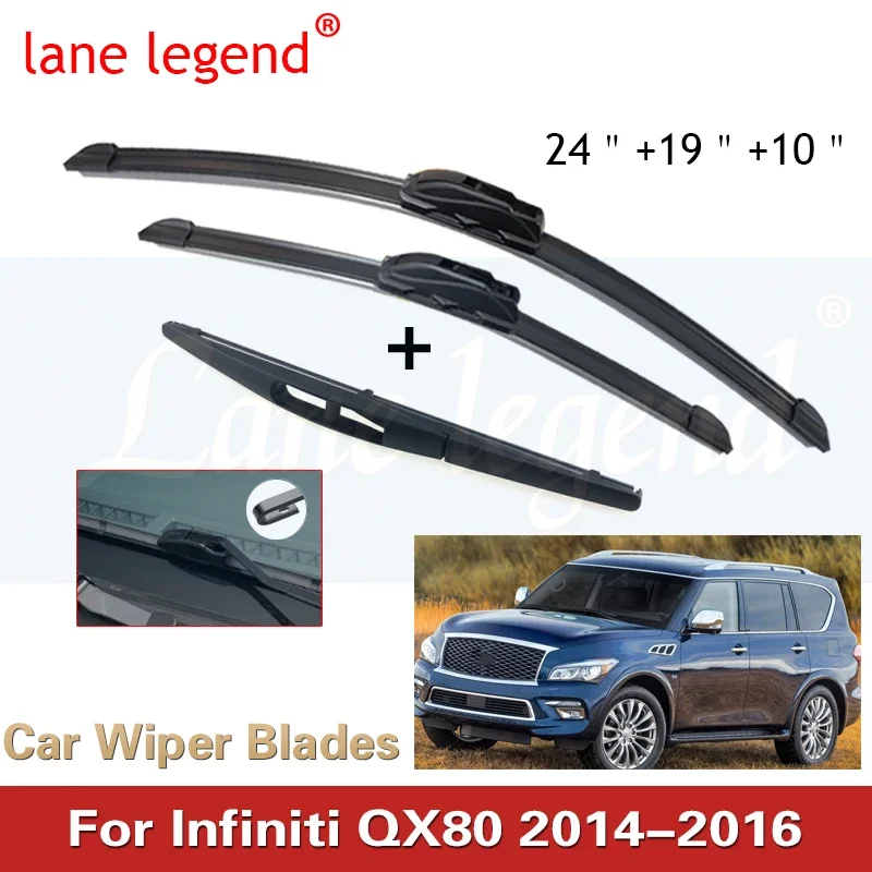 For Infiniti QX80 2014-2016 Front Rear Wiper Blades Brushes Cutter Accessories J Hook 2014 2015 2016