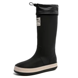 Botas de lluvia para mujer al aire libre, zapatos de pesca medios a la moda, zapatos impermeables antideslizantes, zapatos de trabajo para parejas, zapatos de goma, Botas de lluvia cálidas