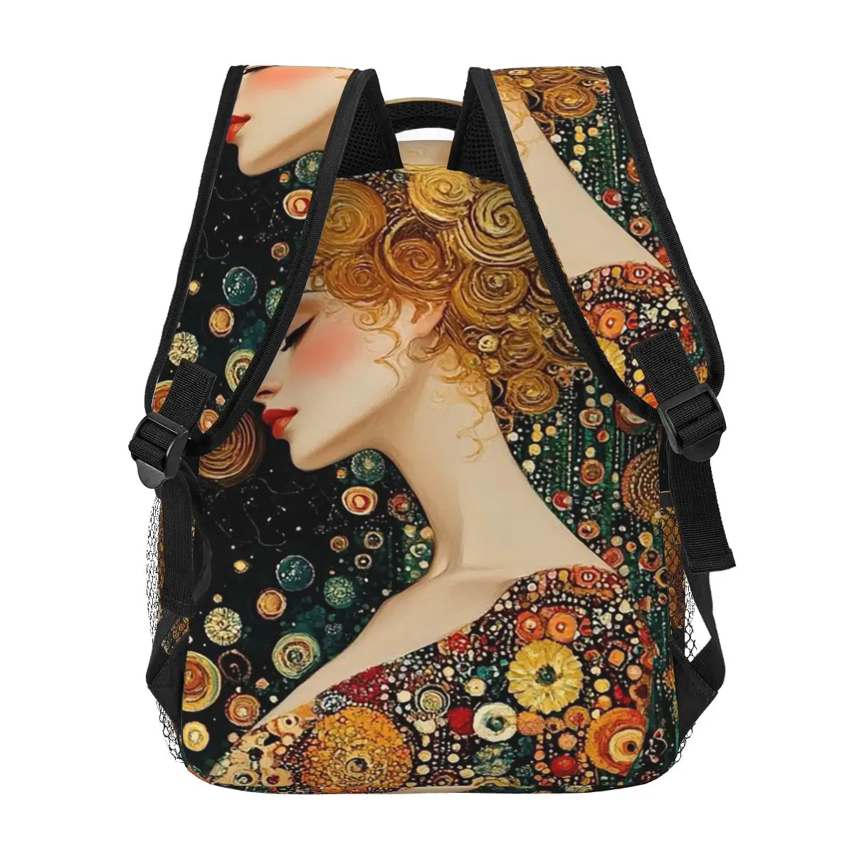 غوستاف كليمت مستوحاة الإناث صورة اللوحة حقائب الظهر بنين بنات الكتب الطلاب الحقائب المدرسية حقيبة كمبيوتر محمول حقيبة كتف