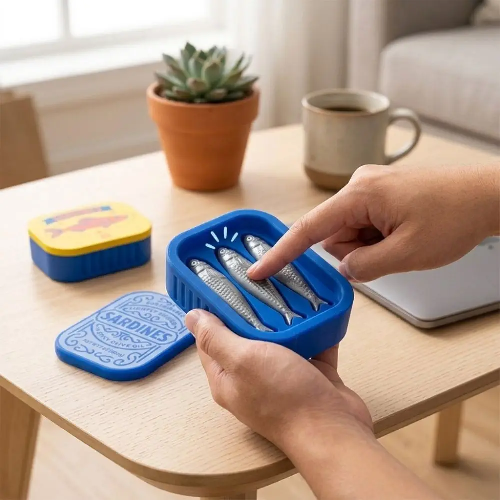3D Printed Sardine Can Clicker Click Sound Tactile Feedback Fun Finger Click Sardine Mechanical Button Can-Shaped