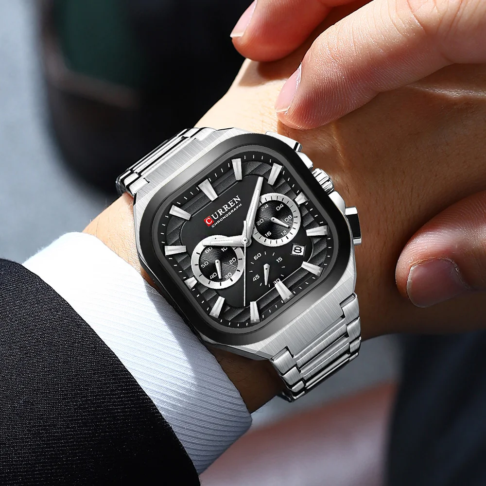 CURREN Brand New Authentic Men's Waterproof Quartz Watch Stainless Steel Luminous Chronograph Luxury Watch Men's Gift 8496