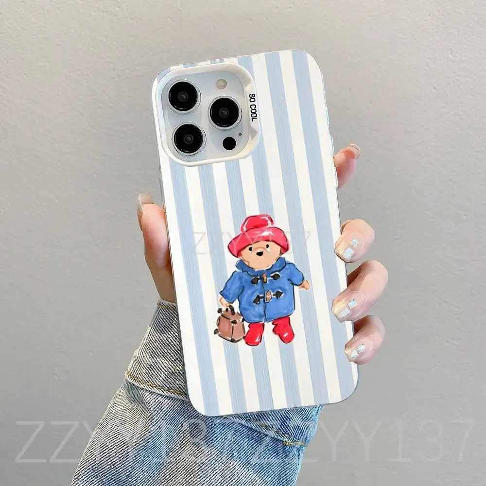 P-PaddingtonS ベア iPhoneケース iPhone 16,15,14,13,12,11,8,7,Pro,Max,Plus,Mini,XS,SE対応 ホワイト キャンディマット 耐衝撃カバー