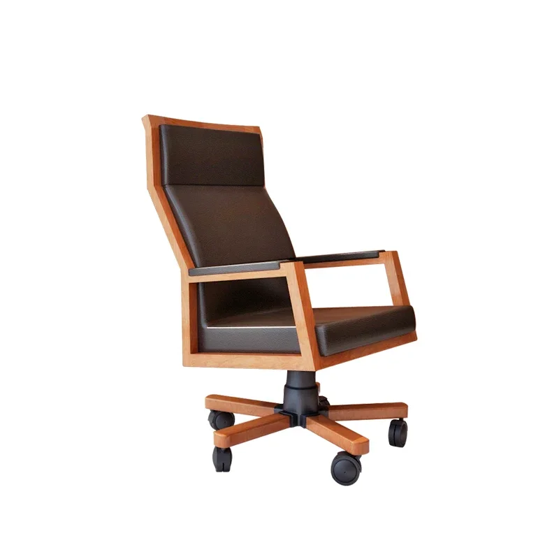 

New Chinese solid wood boss chair business leather desk chair simple and modern