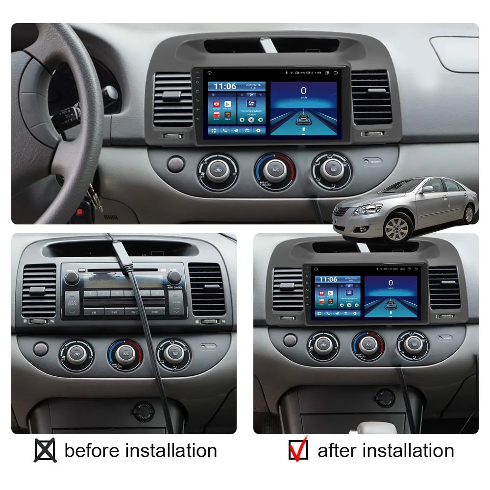 Android 13 Wireless Carplay Auto For Toyota Camry 5 2002-2006 Car Radio Multimedia Player Stereo Navigation GPS 2 Din Head Unit