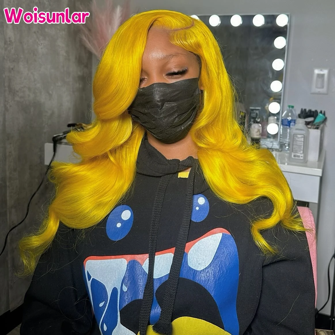 Yellow 13x4 6x6 Lace Frontal Wig Brazilian Body Wave Human Hair Wig Pre Plcuked Yellow Colored 4x4 5x5 6x6 Lace Closure Wig